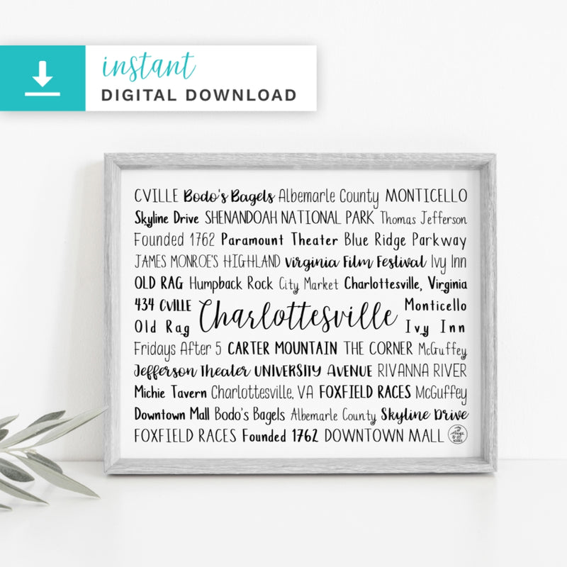Charlottesville, VA Digital Download