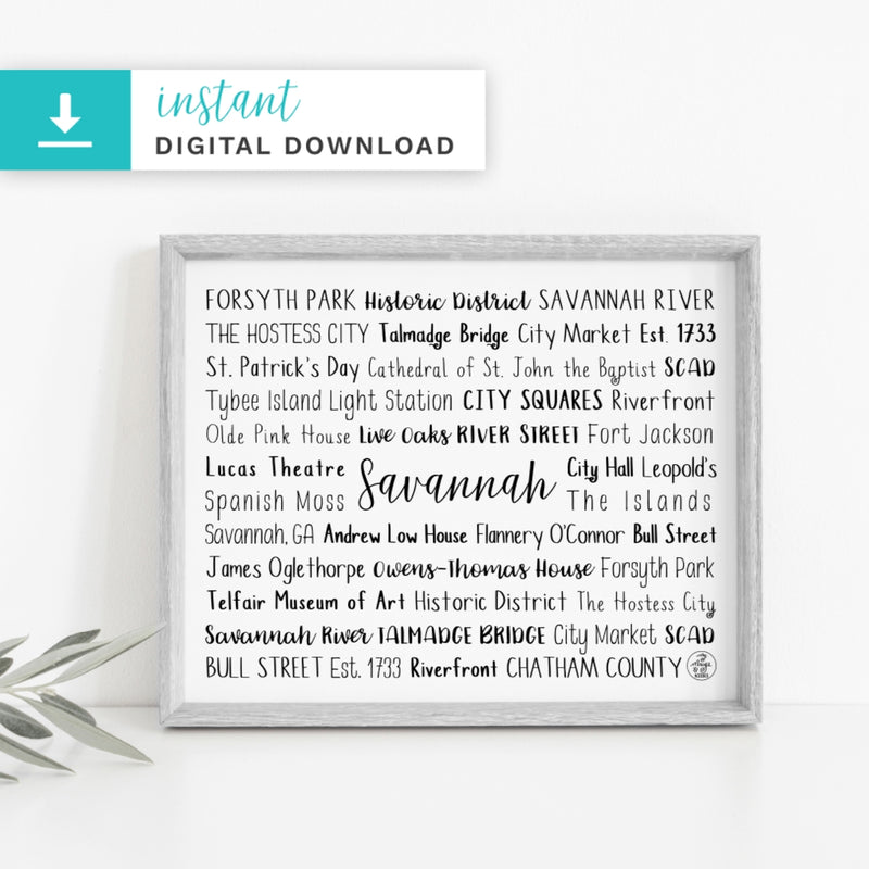 Savannah, GA Digital Download